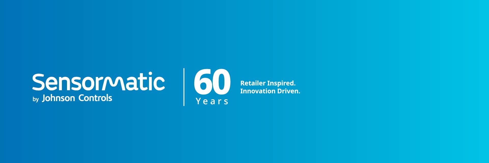 sensormatic 60th anniversary timeline carousel slide 7: sensormatic 60 anniversary logo with tagline - retailer inspired. innovation driven.