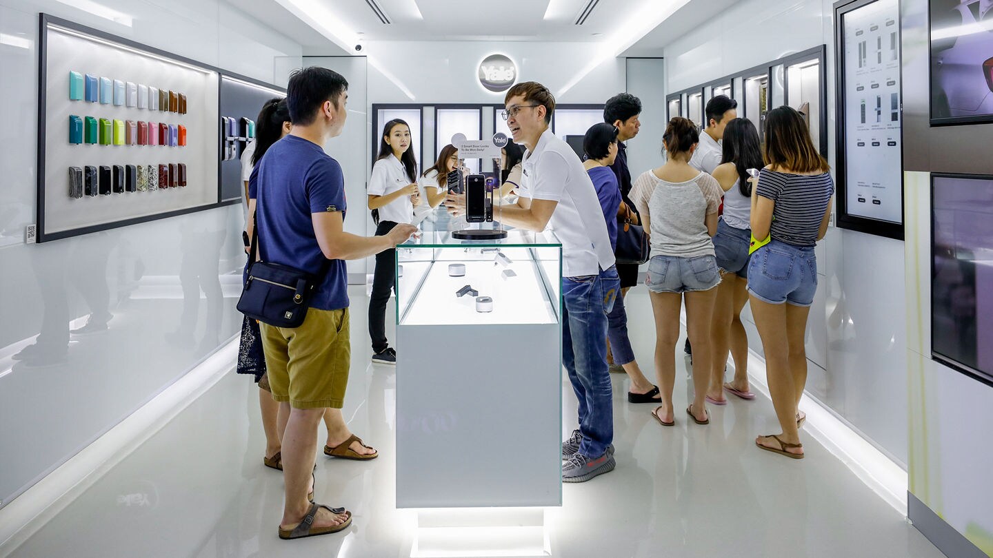 Interior of Singapore Yale Smart Shop