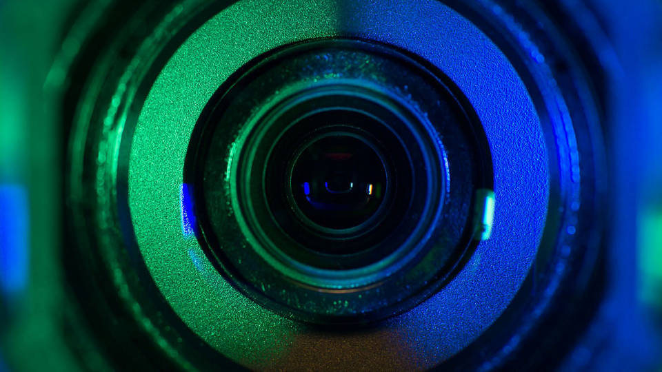 close-up of video lens