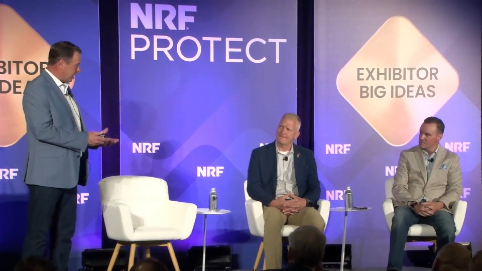 nrf protect 2024 conference big ideas panel with ned mccauley of sensormatic and scott mcbride of american eagle and joe coll of macys