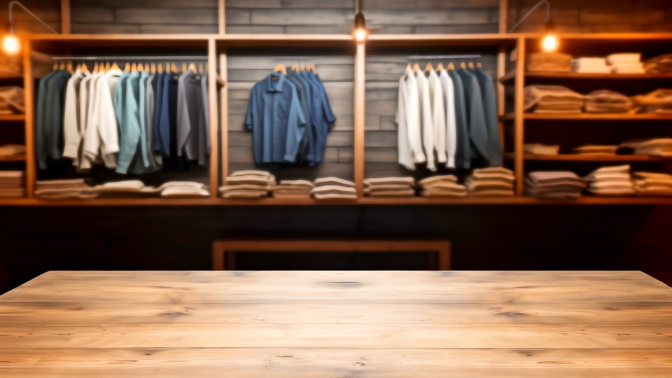interior of state & liberty mens apparel retail store with racks of hanging and folded shirts in the background