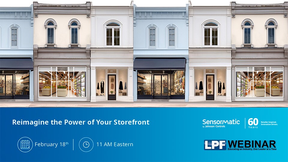 poster card for february 2026 reimagine the power of your storefront webinar from lpf and sensormatic