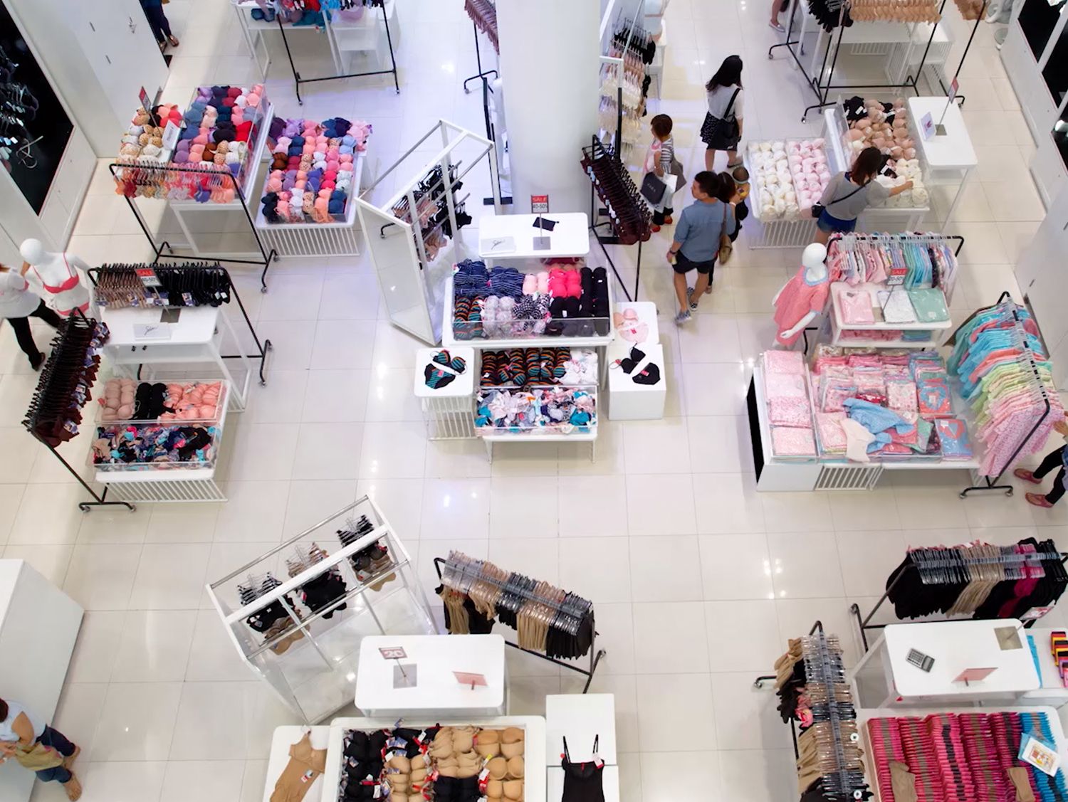 Aerial view of department store. 