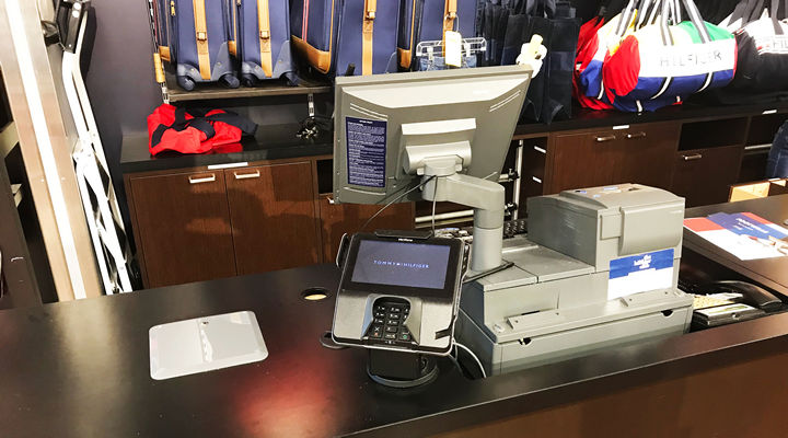 retail store checkout with pos hardware