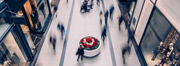 mall hallway with moving people