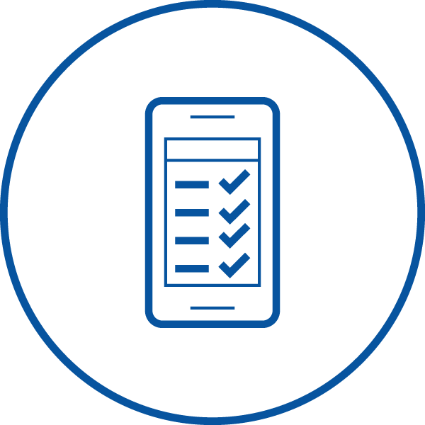 icon of mobile phone displaying checklist in circle
