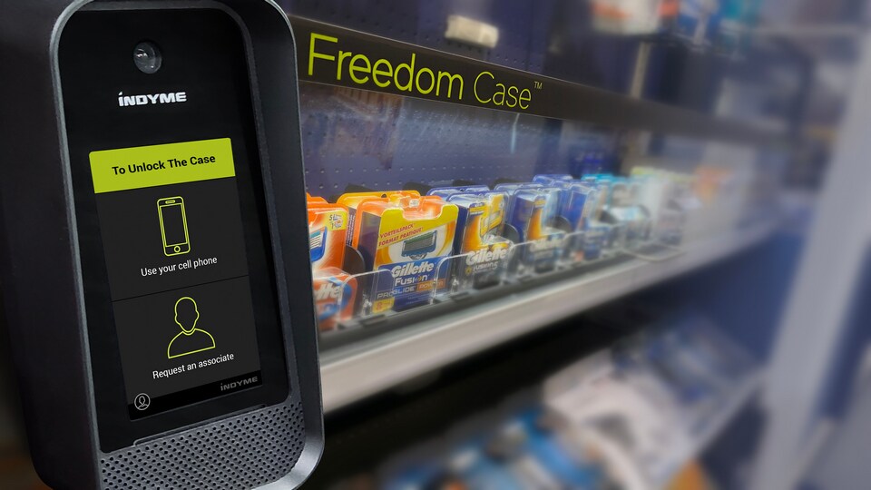 sensormatic indyme freedom case merchandise protection solution with nrf2025 logo superimposed