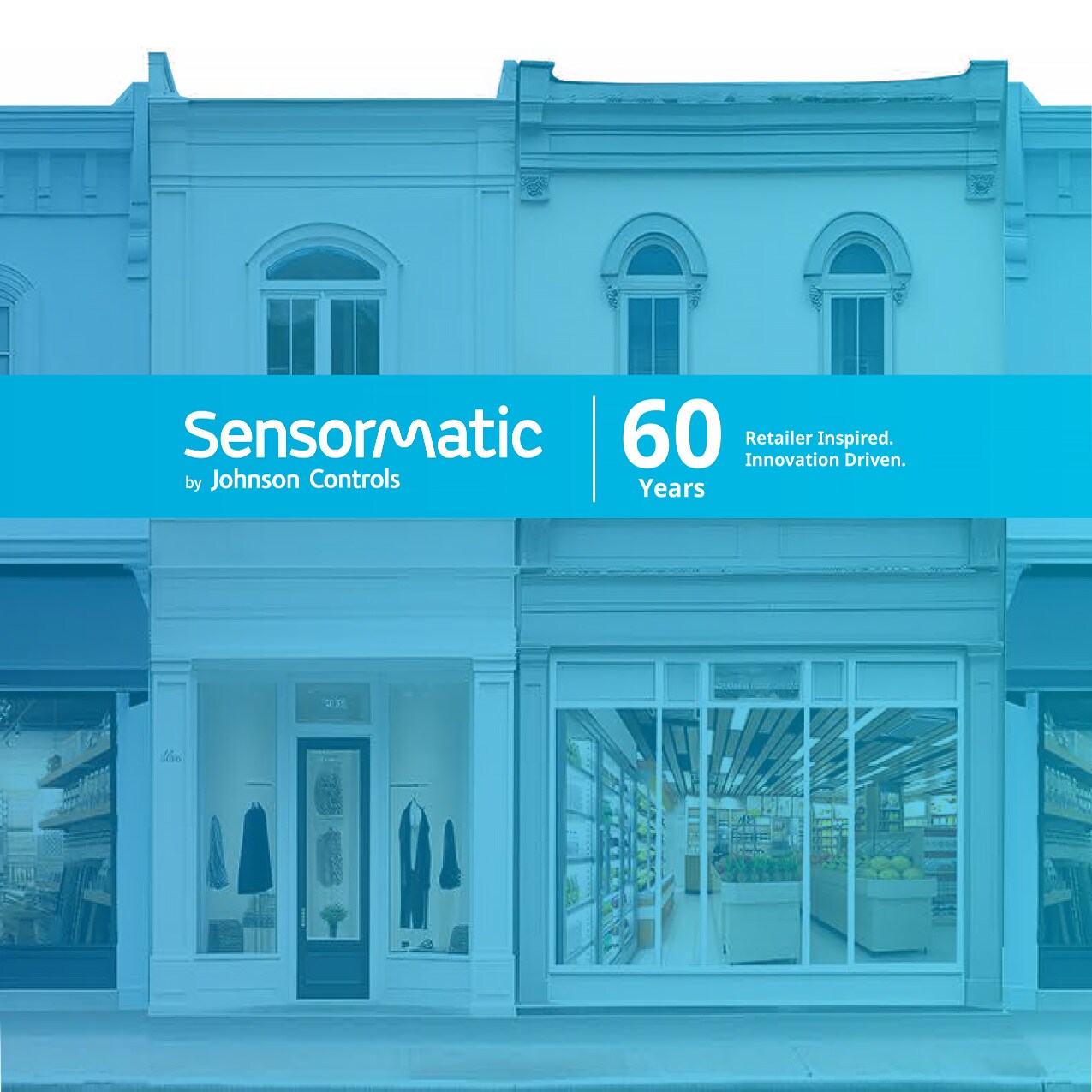 sensormatic 60th anniversary smarter store carousel slide 6: sensormatic 60th anniversary logo with tagline: retailer inspired. innovation driven.