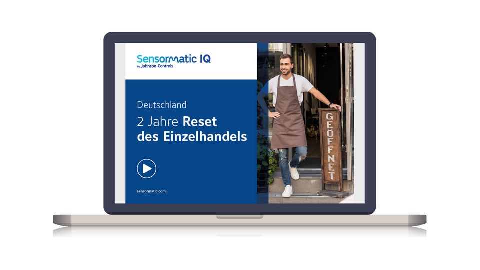 laptop displaying cover of sensormatic retail reset report for germany