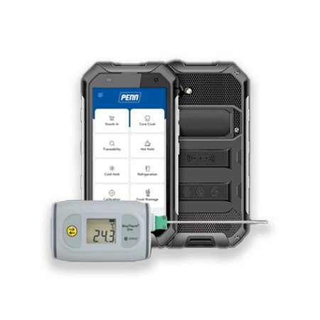 icon of ruggedized device and temperature sensor display device for use in digital food safety solutions