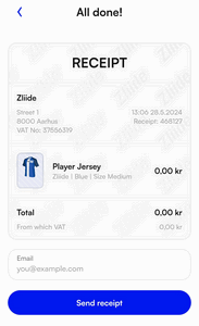 facsimile of a receipt on a mobile phone screen generated for a retail shopper after self checkout with the zliide app