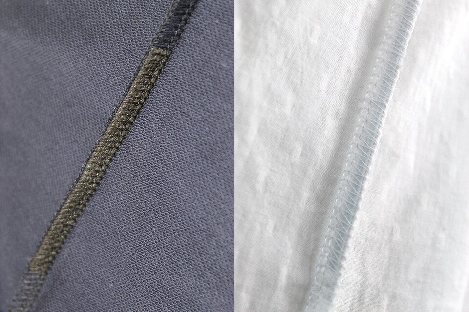 two samples of sensormatic solutions rfid seam tag in the seams of garments