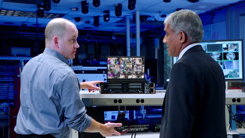 sensormatic engineers discussing computer vision and ai running on lenovo server hardware powered by intel chips