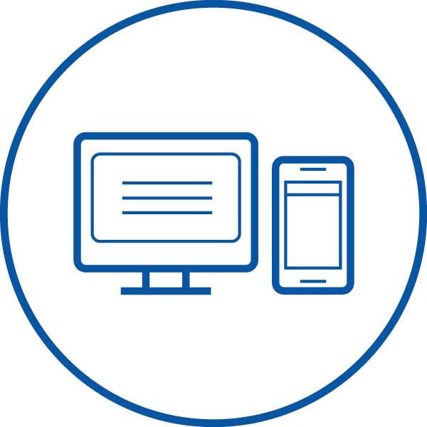 icon of computer monitor and mobile phone in circle