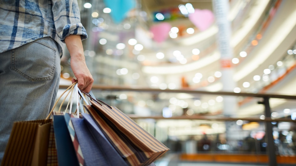 A person carrying shopping bags in a Mall