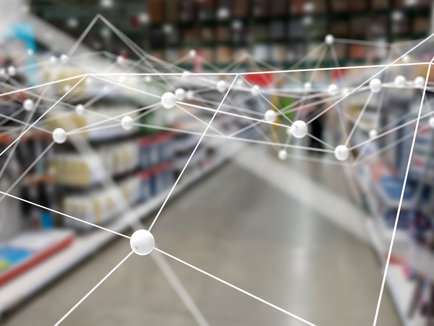 Imagen conceptual de datos web superpuesta en tienda.