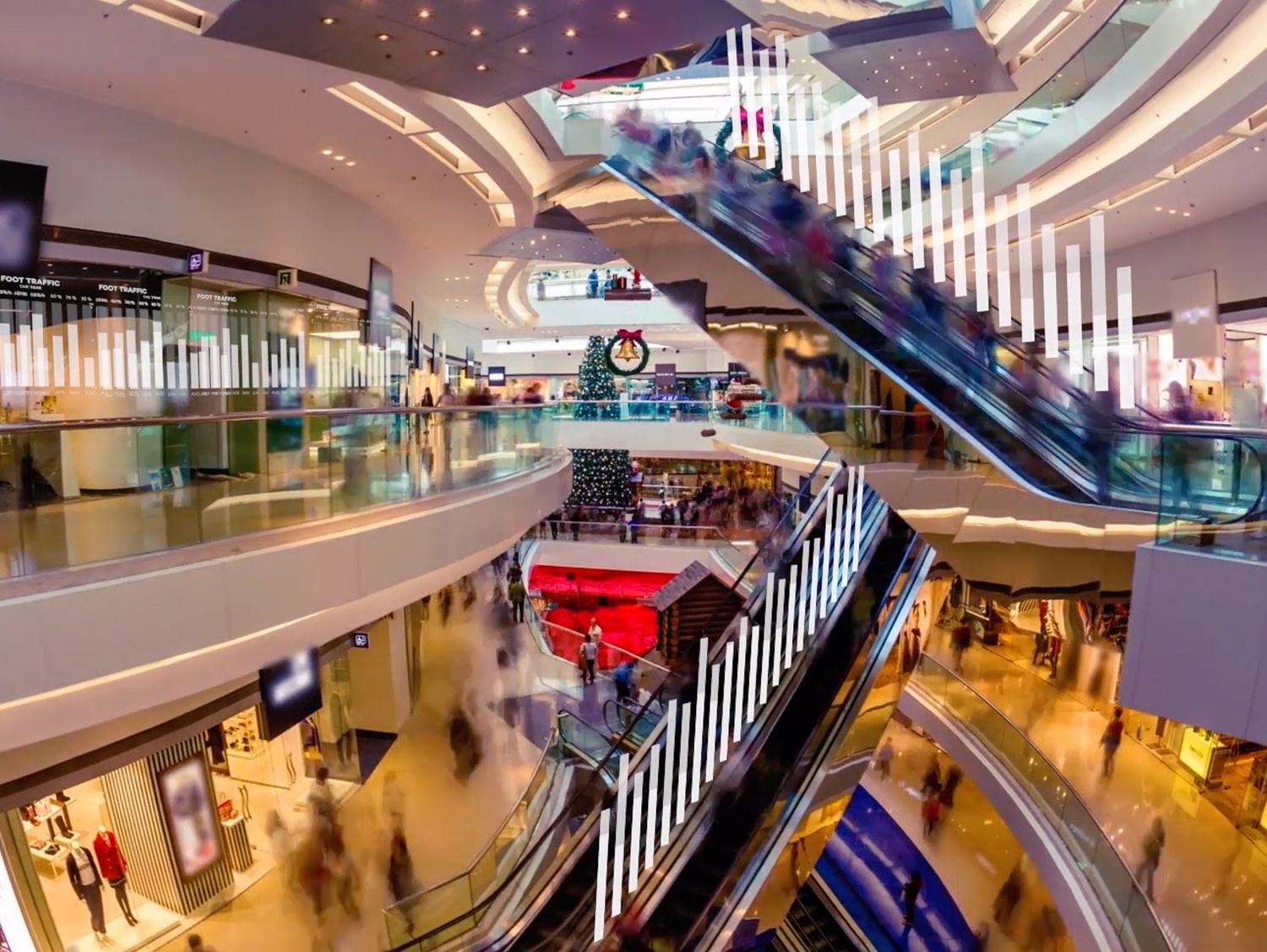 interior view of multi-story retail shopping mall