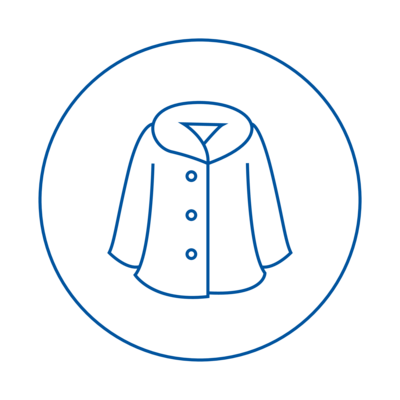 icon of womans winter coat representing retail apparel