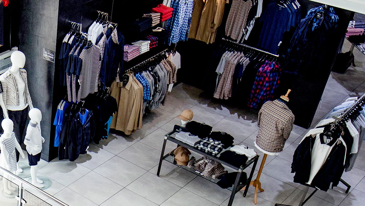 Overhead view of retail mens' store