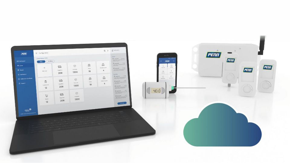 laptop, mobile phone and components of penn connected food safety system