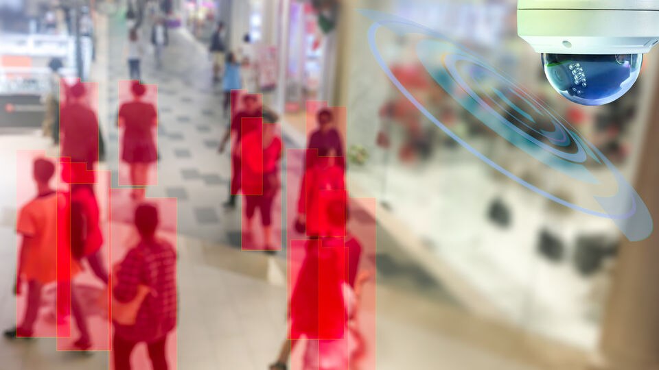 retail surveillance camera recording and identifying shopper shapes in store