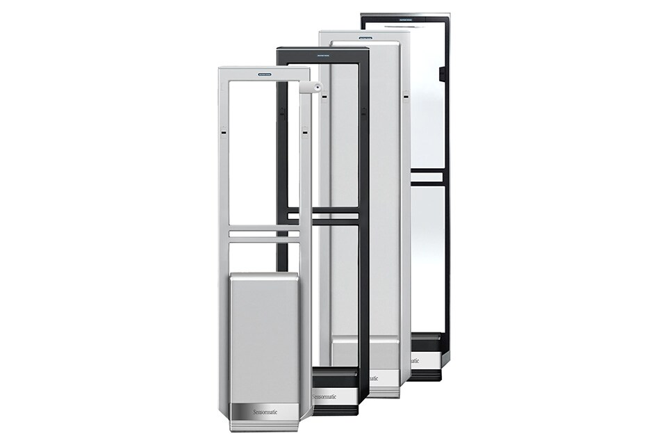 three sensormatic retail storefront electronic article surveillance synergy pedestals