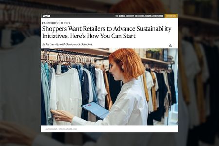 showcard for wwd sensormatic sustainability in retail article