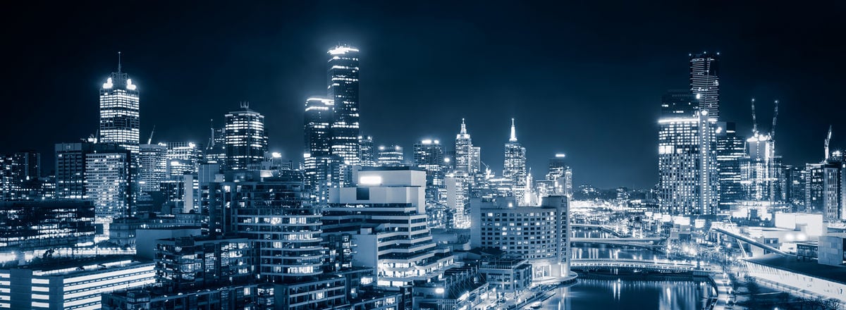 panoramic view of melbourne australia at night